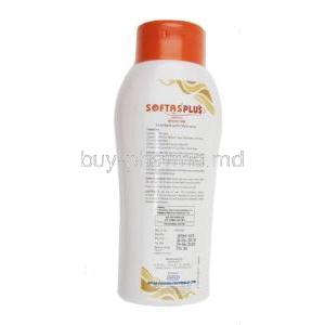 Softasplus Shampoo bottle back presentation with information