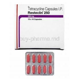 Resteclin, Tetracycline 250mg box and capsules