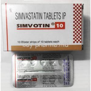 Simvotin,  Simvastatin 10mg, 10tabs, Box and sheet