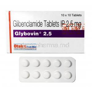 Glybovin, Glibenclamide 2.5mg box and tablet