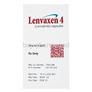 Lenvaxen, Lenvatinib 4mg 30 caps, Everest, box side presentation