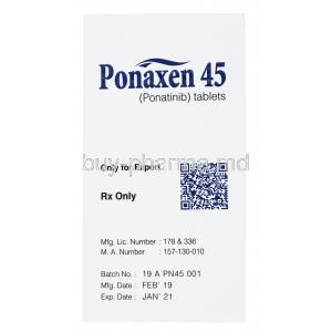 Ponaxen,Ponatinib 45mg 30 tabs, Everest, Box side presentation