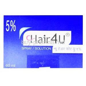 Hair4U, Minoxidil Topical Solution USP 5.0% 60ml, box top presentation