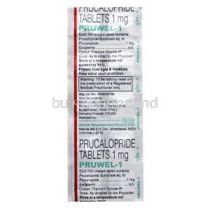 Pruwel, Prucalopride tablets 1mg 10 x 10 tablets, Intas, blister pack