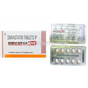 Simvotin, Simvastatin 20mg box and blister pack