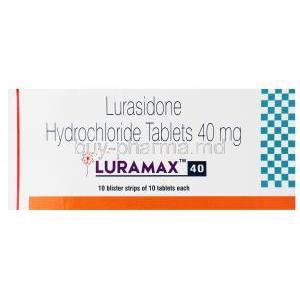 Luramax, Lurasidone Hydrochloride Tablets 40mg, box front presentation