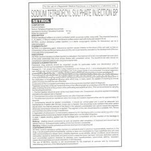 Setrol, Generic Sotradecol, Sodium Tetradecyl Information Sheet 1