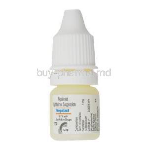 Nepalact Eye Drop, Nepafenac Ophthalmic suspension, 0.1% w/v sterile eye drops 5ml, bottle front presentation