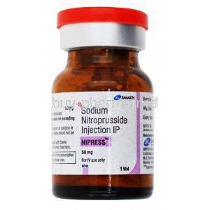 Nipress, Sodium Nitroprusside Injection IP, 50mg, Samarth, Vial bottle front presentation