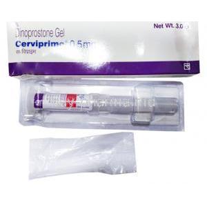 Cerviprime Gel, Dinoprostone Gel 3gm 0.5 mg, box and pack presentation