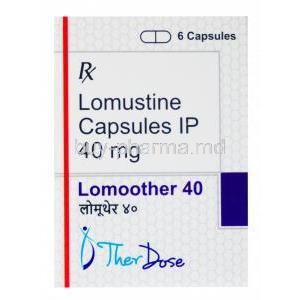 Lomoother, Lomustine Capsules IP 40mg, 6 capsules, Therdose Pharma Pte ltd, Box front presentation