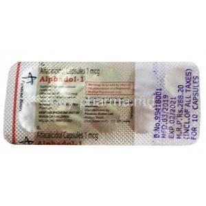 Alphadol-1, Alfacalcidol capsules 1mcg, Panacea Biotec, blister pack