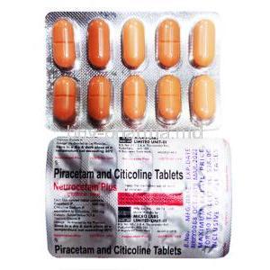 Neurocetam Plus, Citicoline/ Piracetam, Citicoline 500mg/ Piracetam 800mg blister pack
