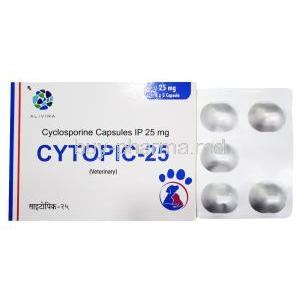 Cytopic - 25, Cyclosporine capsules 25mg, box and blister pack