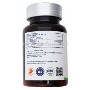 Youth Booster, Dietary Supplement, NMN, Nicotinamide Mononucleotide, 30 capsules, bottle back presentation with information