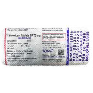 Miloxinol, Meloxicam 7.5mg tablets, blister pack
