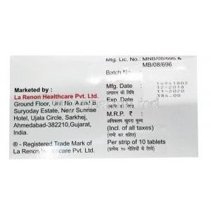Pidotimune-800, Pidotimod Tablets 800mg, 10x10 tablets, La Renon, box side presentation with information