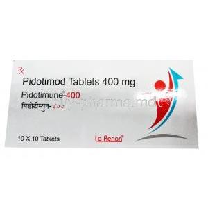 Pidotimune-400, Pidotimod Tablets 400mg, 10x10 tablets, La Renon, box front presentation