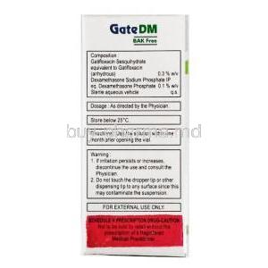 Gate DM Eye Drop, Dexamethasone and Gatifloxacin composition