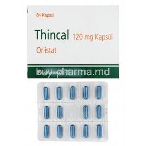 Thincal, Orlistat 120mg box and capsule