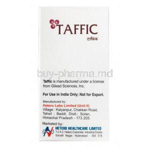 Taffic, Bictegravir, Emtricitabine and Tenofovir manufacturer