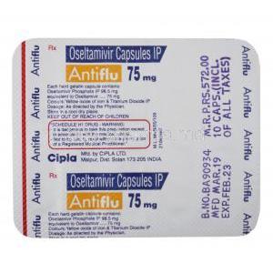 Antiflu, Oseltamivir phosphate 75mg capsule back