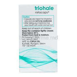 Triohale Rotacaps, Ciclesonide, Formoterol and Tiotropium caution