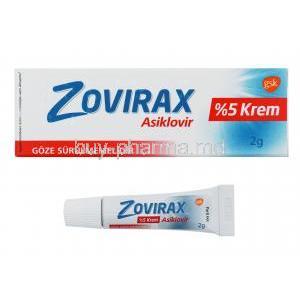 Zovirax Eye Ointment, Aciclovir 5% box and tube