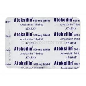 Atoksilin, Amoxicillin 500mg tablet back