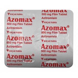 Azomax, Azithromycin 500mg tablet back