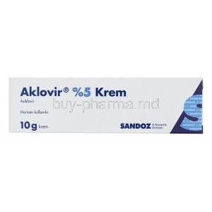 Aklovir Cream, Aciclovir 5% box