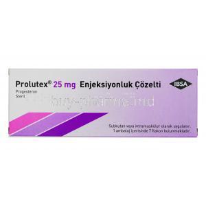 Prolutex Injection, Progesterone 25mg box front