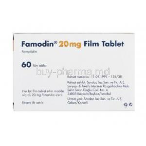 Famodin, Famotidine 20 mg composition