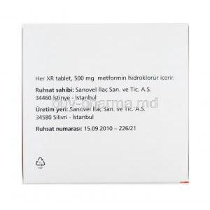 Matofin XR, Metformin 500mg composition