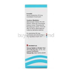 Nazofix nasal spray, Mometasone 50mcg composition