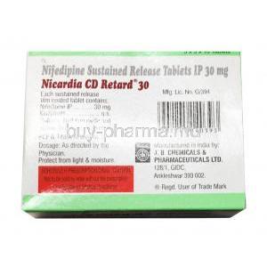 Nicardia CD Retard, Nifedipine 30mg box