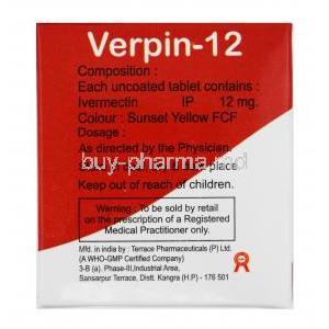 Verpin, Ivermectin 12mg composition