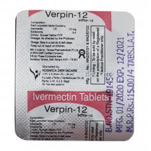 Verpin, Ivermectin 12mg tablet back