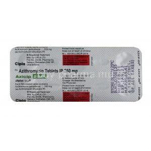 Azicip, Azithromycin 250mg tablet back