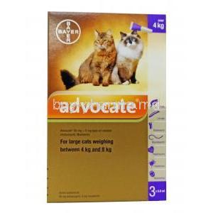 ADVOCATE for Large Cats (4kg to 8kg) 0.8ml x 3 Packs box front