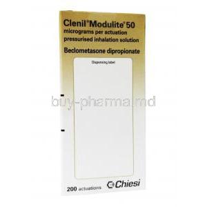 Clenil Modulite (GB) CFC Free 50mcg 200 Dose box back