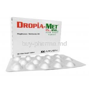 DROPIA-MET (NE) 15MG850MG 30Tab box and tablet