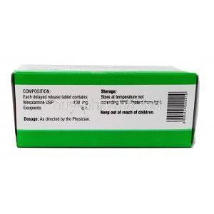 MESALAMINE-DR 400 mg 100 Tab, Box information, side view