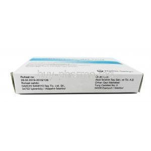 OLMETEC (NE) 40 MG 28 Tab, Box, Side View, Manufacturer information