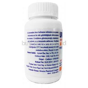 UROCIT- K (NE) C.R. 10 mEq (1080mg) 100 Tabs , bottle information