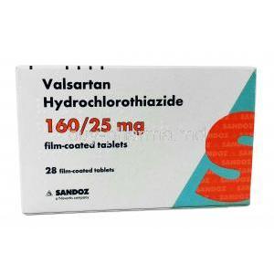 VALSARTAN  HCTZ (GB) 160mg + 25mg 28Tab, box front view