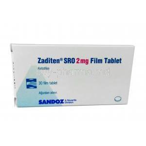 ZADITEN SRO (NE) 2mg 30Tab , box front view