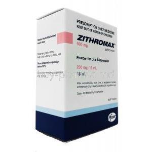 ZITHROMAX Powder for oral suspension (GB) 200mg5ml 15ml, side view