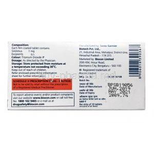 Rapacan, Sirolimus 1mg composition