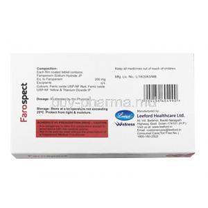 Farospect, Faropenem 200 mg box back, composition